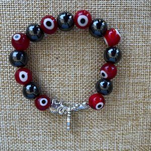 Hematite & Red Evil eye